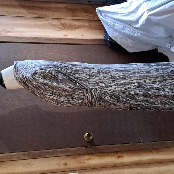 Evan-Picone M black/tan/taupe maxi dress V-neck ruched waistline - Picture 6 of 12